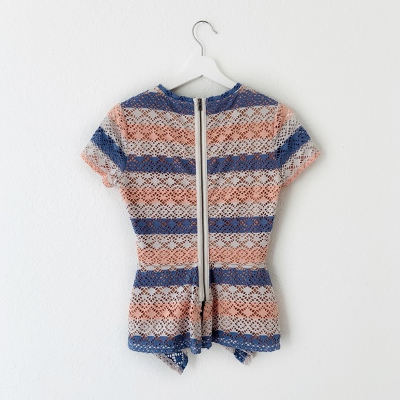 BCBG MaxAzria Women's Vicktoria Lace Peplum Top - Picture 5 of 8